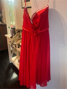 May Queen Red Spaghetti-Strap Midi Dress